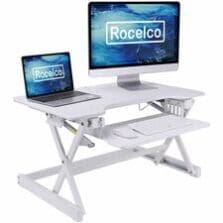 Desk Riser, Retractable Keyboard Tray, Grommet, 21"Wx20.5"D, WE