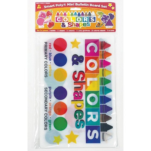 Bulletin Board Set, Mini, Colors/Shapes, 61-PieceSet, AST