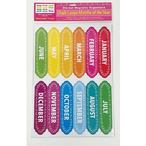 Board Header, Jan-Dec, Magnetic, Chalk Loops, 12 Pieces, MI