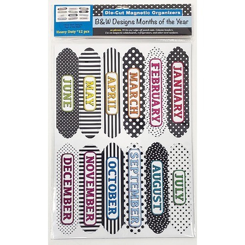 Board Header, Jan-Dec, Magnetic, Pattern, 12 Pieces, MI