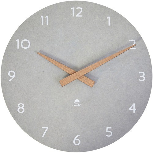 Clock,Wall, Walnut Wood, 11.8" Dia, Gray