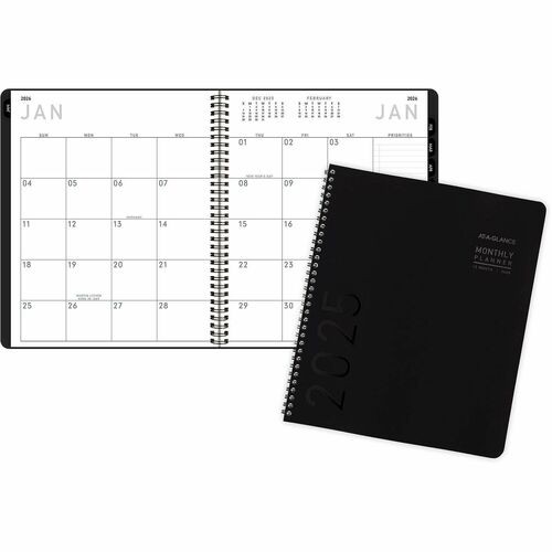Contemporary Lite Monthly Planner, 11 x 9, Black Cover, 12-Month (Jan to Dec): 2026