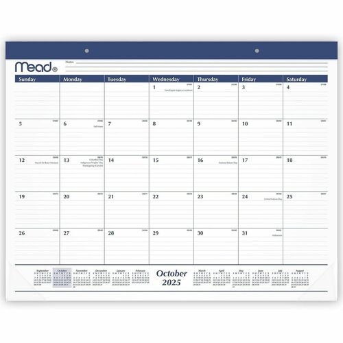 Desk Pad, Mthly, 15 Mths, Oct-Dec, 21-3/4"x17", Black