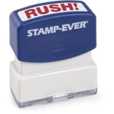 Stamp, Pre-Inked, "Rush!", 1-11/16"x9/16"Impression, Red