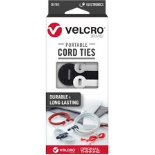 Cord Ties, Portable, Hook/Loop, 36/PK, AST