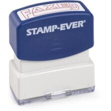 Stamp, Pre-Inked, "Faxed", 1-11/16"x9/16" Impression, Red