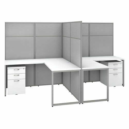 Workstation, w/Peds, 2-Person, 119.09"x60"x66.34", Pure White