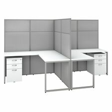 Workstation, w/Peds, 2-Person, 119.09"x60"x66.34", Pure White