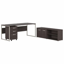 Computer Desk, w/Storage/Pedestal, 71"x29"x29.91", Storm GY