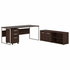 Computer Desk, w/Storage/Pedestal, 71"x29"x29.91", BK Walnut