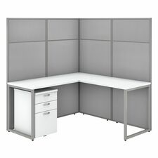 Workstation, L-Shaped, w/BBF Ped, 60"x60"x66.34", Pure White