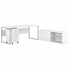 Computer Desk, w/Storage/Pedestal, 71"x29"x29.91", White