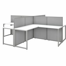 Desks, 4-Person, w/Panels, 120"x120"x45", Pure White