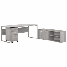 Computer Desk, w/Storage/Pedestal, 71"x29"x29.91", Platinum GY