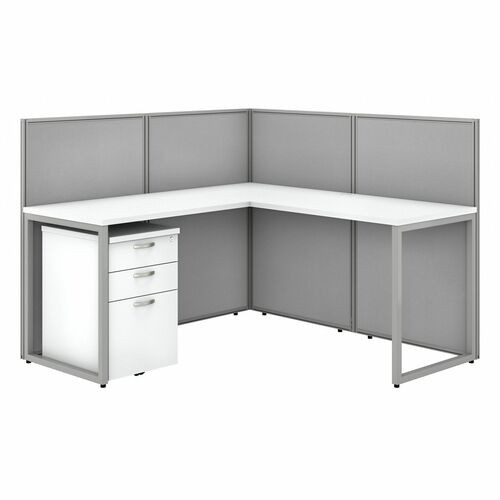L-Desk, w/Return/Ped/Panels, Open, 60"x60"x44-7/8", Pure White