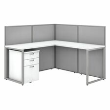 L-Desk, w/Return/Ped/Panels, Open, 60"x60"x44-7/8", Pure White