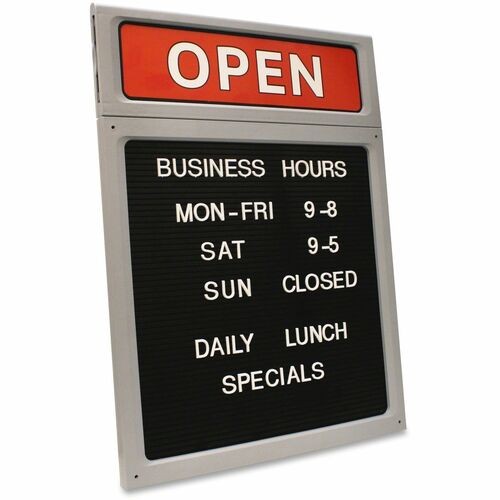 Message/Business Hours Sign, 15 x 20.5, Black/Red