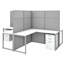 Workstation, w/Peds, 4-Person, 119.09"x119.09"x66.34", Pure WE