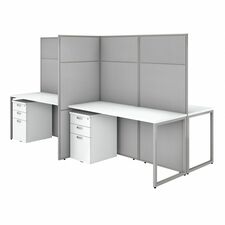 Workstation, 4-Person, w/Peds, 119.09"x60"x66.34", Pure White