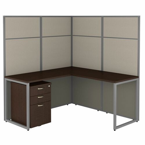 Workstation, L-Shaped, w/BBF Ped, 60"x60"x66.34", Mocha Cherry