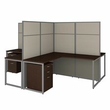 Workstation, w/Peds, 4-Person, 119.09"x119.09"x66.34", Mocha CY