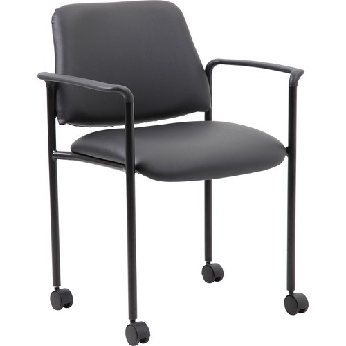 Chair, Stacking, w/Casters, Vinyl, 24"x22.5"x31.5", BK