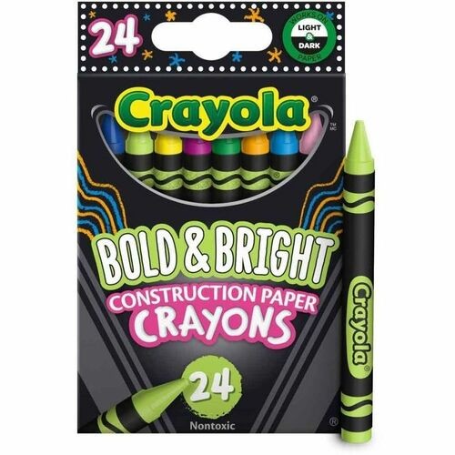 Bold and Bright Construction Paper Crayons, Assorted Colors, 24/Box