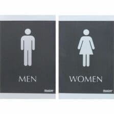 Signs, ADA, "MEN", "WOMEN", Adhesive, 6"x9", 2/ST, Silver/BK