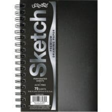 Sketchbook, Poly Cover, Spiral Binding, 75Shts, 9"x6", BK