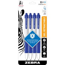 Gel Pens, Retractable, RapidDryInk, Antimicrobial, 0.7mm, 4/PK, BE