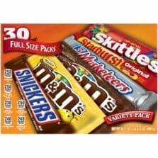 Candy, Full-Size, Snickers/M&Ms/Starburst/Skittles, 30/CT