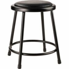 Stool, HeavyDuty, Padded, Footrest, SteelFrame, Vinyl, 14"Wx18"H, Black
