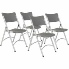Chairs, Folding, SteelFrame, w/Backrest, Glides, ResinPlastic, 18-3/4"Wx21-1/2"Dx32"H, 4/CT, CharcoalSlate