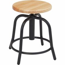 Stool, SteelFrme, 18Gauge, WoodSeat, 14.5"x14.5"x19"-25", Wood/BK