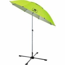 Umbrella and Stand Kit, Adj Height to 92", Hi-Vis Lime Canopy