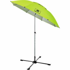 Umbrella and Stand Kit, Adj Height to 92", Hi-Vis Lime Canopy