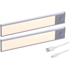 Under Cabinet Lighting Kit, Rechargeable, 2 Bars, 9"L, SR