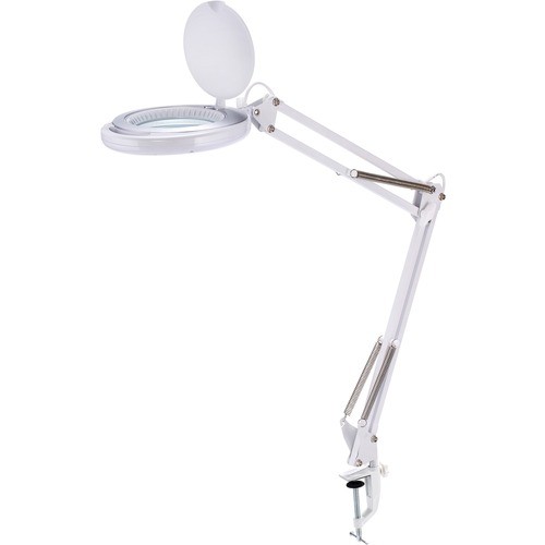 PureOptics LED Magnifying Dimmable Desk Lamp with Clamp Mount, 17" High, White