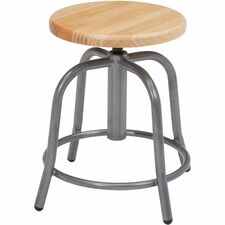 Stool, SteelFrme, 18Gauge, WoodSeat, 14.5"x14.5"x19"-25", Wood/GY