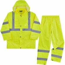 Rain Suit, w/Jacket/Pants, Lightweight, Class3, Hi-Vis, 2X, Lime
