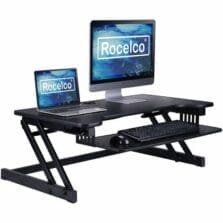 Desk Converter, Dual Piston, Anti-Scratch Pad, 37.5"Wx20.5"D, BK