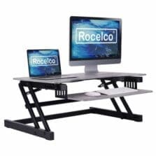 Desk Converter, Dual Piston, Anti-Scratch Pad, 37.5"Wx20.5"D, GY