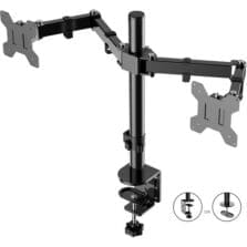 Monitor Arms, Dual, w/DeskClamp, Tilt, Swivel, BK