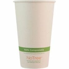 Cups, NoTree, Compostable, f/HotDrinks, PlantSugar, BioBased, Paper, 16oz, 50Cups/PK, 20/CT, Natural