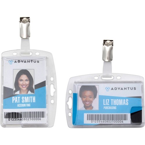 Badge Holder, w/RotatingClip, Vertical/Horizontal, 25/PK, CL