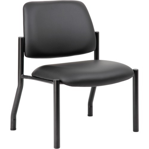 Guest Chair, Armless, Mid-Back, Vinyl, 25"x23-1/2"x32-1/2", BK