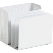 Desk Sorter, w/Pencil Cup/Mail Holder, Metal, Perforated, WE