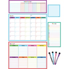 Board, DryErase, Calendar, Magnetic, 4 Markers, 1/PK, Colorful