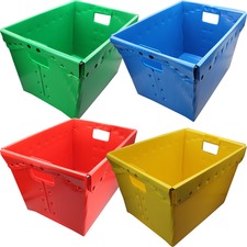 Storage Bin, Plastic, WireRim, 13-1/4"x18-1/4"x11-3/5", 4/PK, AST