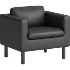 Club Chair, Single Seat, 33"26-3/4"x29", Black Poly/Metal Legs